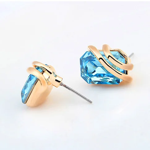 

Elegant Blue Crystal Earrings For Women Made With Swarovski Elements Sparkling Gold Color Brincos 2018 Earings Fashion Jewelry