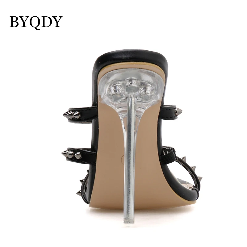 BYQDY/женская модная летняя обувь на высоком каблуке пляжные сандалии с заклепками