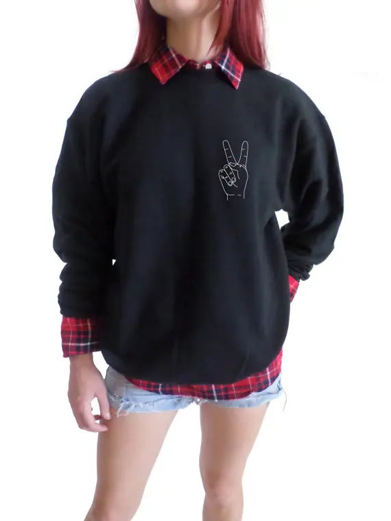 Peace Sign Sweatshirt long sleeve Jumper fashion Hip hop aesthetic Unisex casual Pullover tumblr grunge wanderlust sweatshirt
Peace Sign Sweatshirt long sleeve Jumper fashion Hip hop aesthetic Unisex casual Pullover tumblr grunge wanderlust sweatshirt