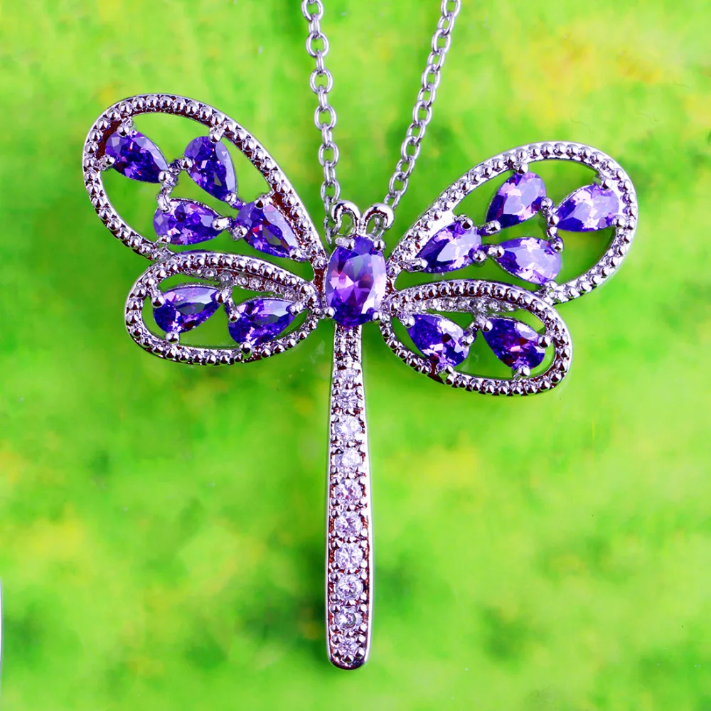 JROSE Perfect Fashion Dragonfly Design Purple & White CZ Silver Color Pendant No Chain Necklace Wholesale Classic Gift
JROSE Perfect Fashion Dragonfly Design Purple & White CZ Silver Color Pendant No Chain Necklace Wholesale Classic Gift