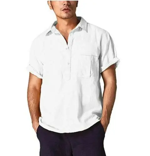 Men's Summer Slim Fit Short Sleeve Muscle Tee Linen Shirt Casual Tops Blouse Men Soid Linen Tops Men Clothes 2019
Men's Summer Slim Fit Short Sleeve Muscle Tee Linen Shirt Casual Tops Blouse Men Soid Linen Tops Men Clothes 2019