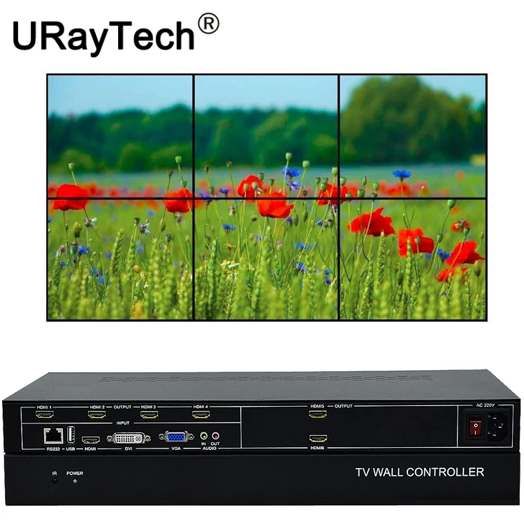 6 Channels TV Video Wall Controller 3x2 2x3 2x2 HDMI DVI VGA USB Video Processor With RS232 Control for 6 TV Video Splicing
6 Channels TV Video Wall Controller 3x2 2x3 2x2 HDMI DVI VGA USB Video Processor With RS232 Control for 6 TV Video Splicing