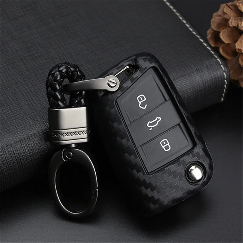 Силиконовый чехол для ключей из углеродного волокна VW Polo Golf 7 Tiguan Skoda Octavia Kodiaq Karoq