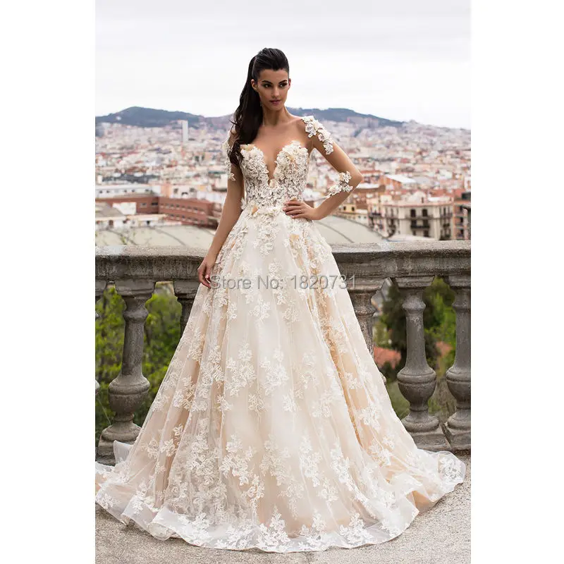 2020 Champagne See Through Vintage Wedding Dresses Lace Long Sleeve Bridal Wedding Gowns Robe De Mairee Vestido De Noiva
2020 Champagne See Through Vintage Wedding Dresses Lace Long Sleeve Bridal Wedding Gowns Robe De Mairee Vestido De Noiva