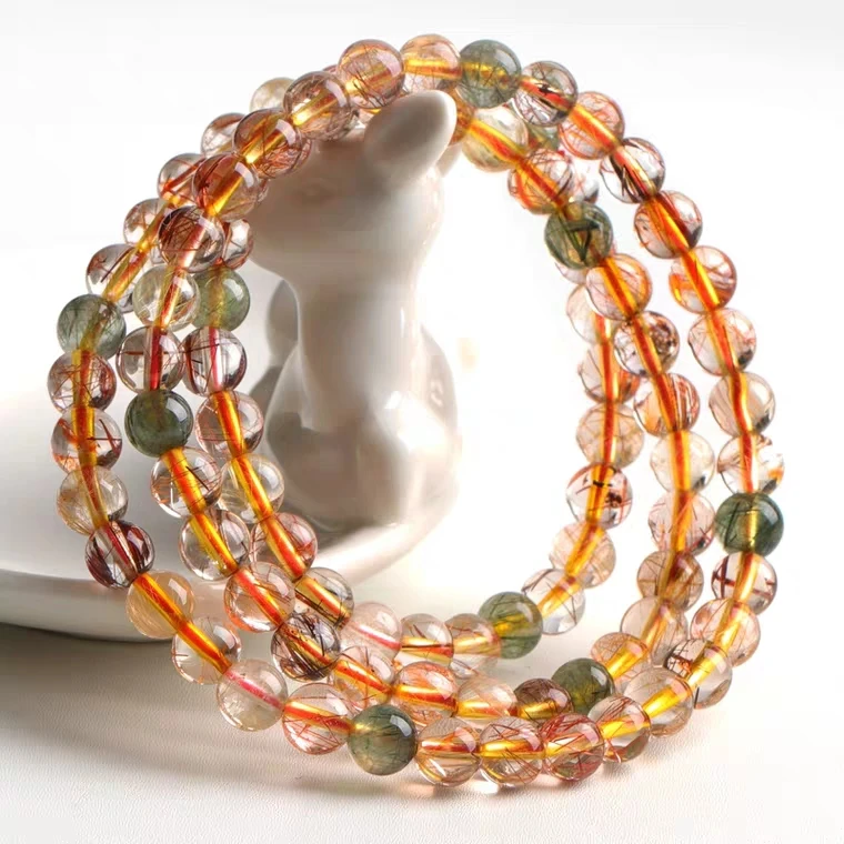 Genuine Natural Copper Rutilated Quartz Colorful Crystal Bracelet Women 6mm 7mm 3 Laps Round Beads Wealthy Stone Necklace AAAAA
Genuine Natural Copper Rutilated Quartz Colorful Crystal Bracelet Women 6mm 7mm 3 Laps Round Beads Wealthy Stone Necklace AAAAA