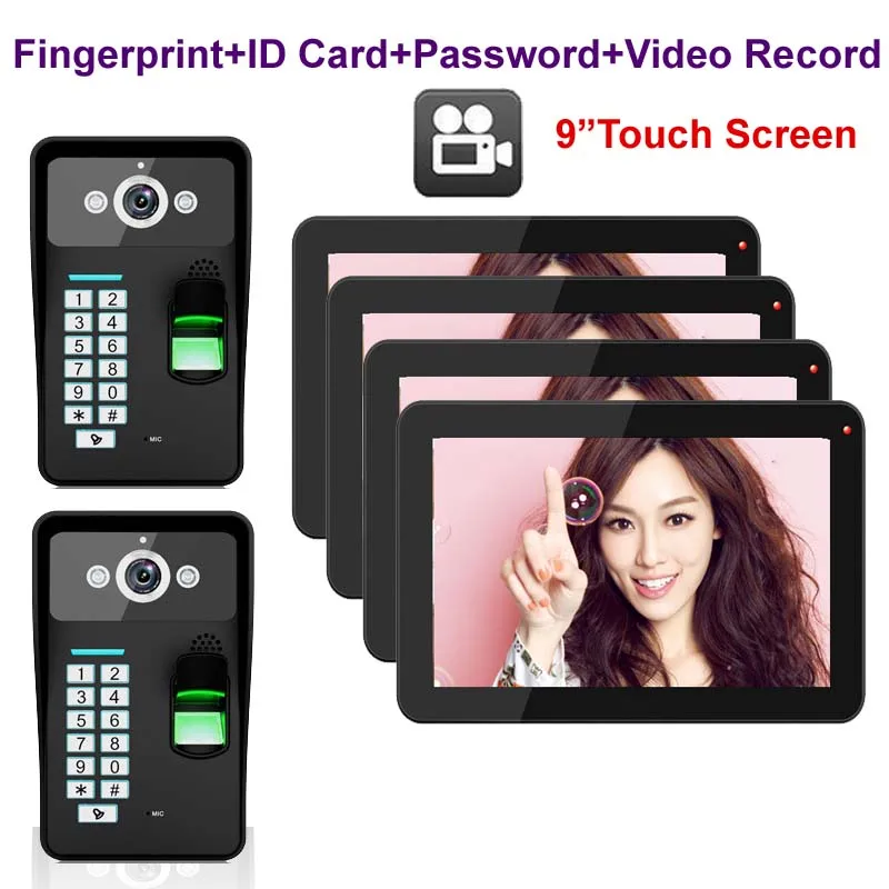Home Security intercom 9" Touch Key Video Door Phone with Video Recording,1000TVL Outdoor Camera Fingerprint FRID Panel 2V4
Home Security intercom 9" Touch Key Video Door Phone with Video Recording,1000TVL Outdoor Camera Fingerprint FRID Panel 2V4
