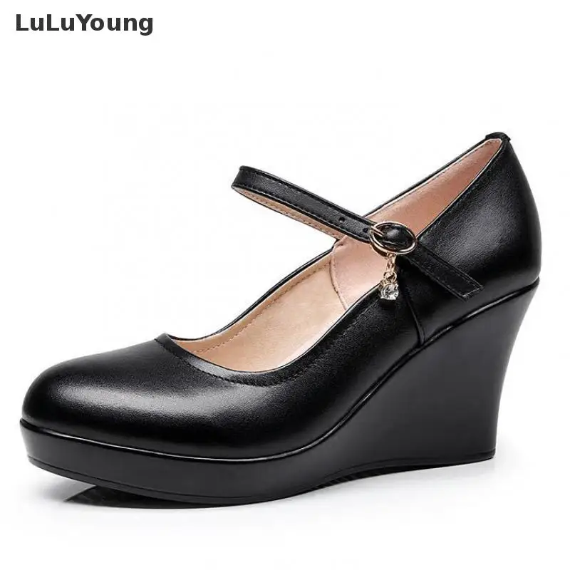 Genuine Leather Round Head Shallow High Heel Buckle Wedges Platform Shoes Women Sy-2853
Genuine Leather Round Head Shallow High Heel Buckle Wedges Platform Shoes Women Sy-2853