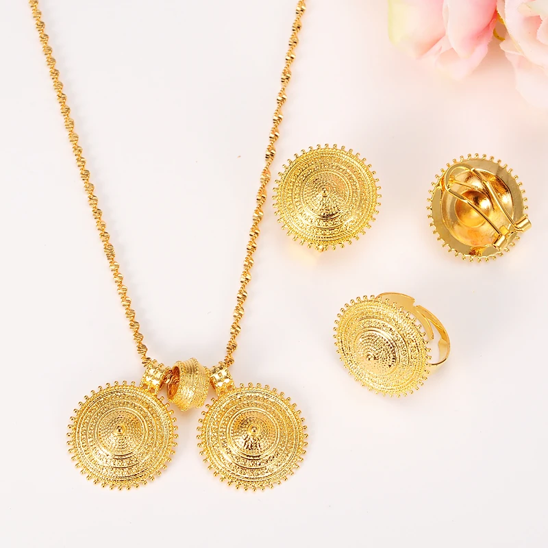 Ethiopian Gold Jewelry set Pendant Necklaces/Earrings/Ring Ethiopia Gold Africa women men Bridal Wedding party Eritrea Sets
Ethiopian Gold Jewelry set Pendant Necklaces/Earrings/Ring Ethiopia Gold Africa women men Bridal Wedding party Eritrea Sets