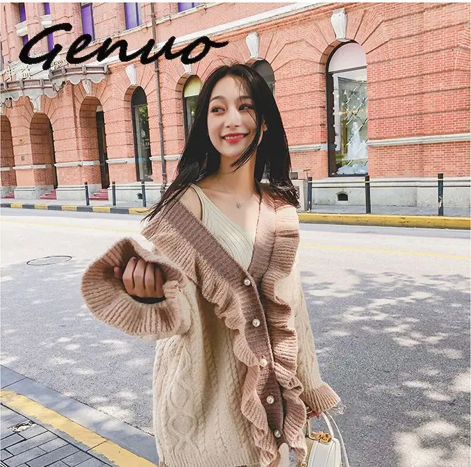 Genuo New Fashion cardigan sweater women 2019 autumn new Korean version loose long section sweater coat woman winter
Genuo New Fashion cardigan sweater women 2019 autumn new Korean version loose long section sweater coat woman winter