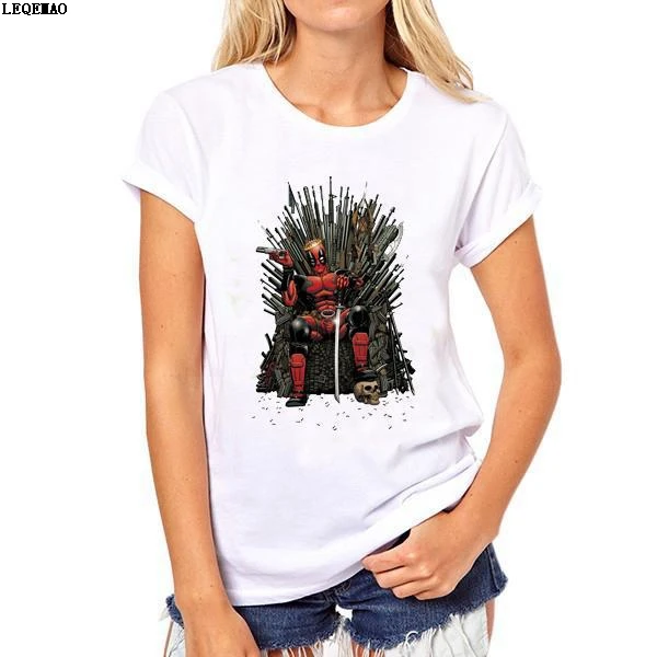 Новый 2017 Мода Комиксов Star Wars Дизайн Футболки женские Deadpoo Prinyed с коротким Рукавом