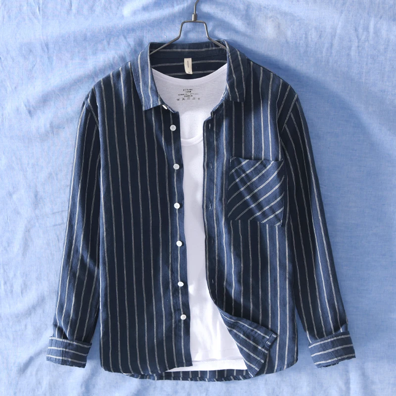 Spring and autumn long-sleeved shirt men striped fashion shirts male linen and cotton shirt mens tops casual overhemd camisa
Spring and autumn long-sleeved shirt men striped fashion shirts male linen and cotton shirt mens tops casual overhemd camisa
