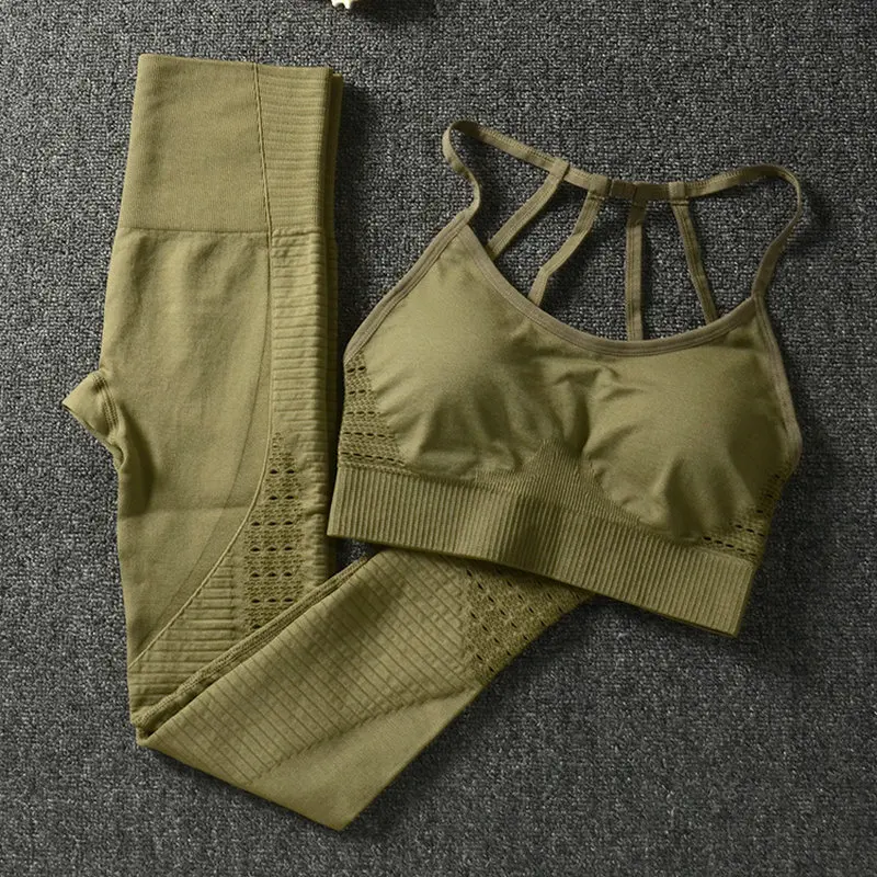 2Pcs/Set Seamless Yoga Set Women Fitness Clothing Sportswear Woman Gym Leggings Padded Push-up Strappy Sports Bra Sports Suits
2Pcs/Set Seamless Yoga Set Women Fitness Clothing Sportswear Woman Gym Leggings Padded Push-up Strappy Sports Bra Sports Suits