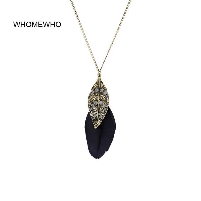 Vintage Long Chain Crystal Feather Black Leaf Pendant Necklace Bohemia Indian Gyspy Neck Jewelry Antique Gold Dress Accessory
Vintage Long Chain Crystal Feather Black Leaf Pendant Necklace Bohemia Indian Gyspy Neck Jewelry Antique Gold Dress Accessory