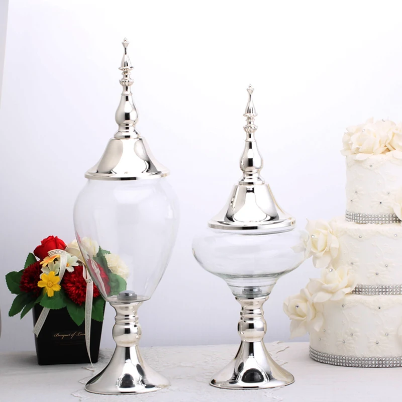 Storage Box Glass Silver Stand Cover Candy Jar Dessert Case Table Decorations Wedding Decorative Supplies
Storage Box Glass Silver Stand Cover Candy Jar Dessert Case Table Decorations Wedding Decorative Supplies