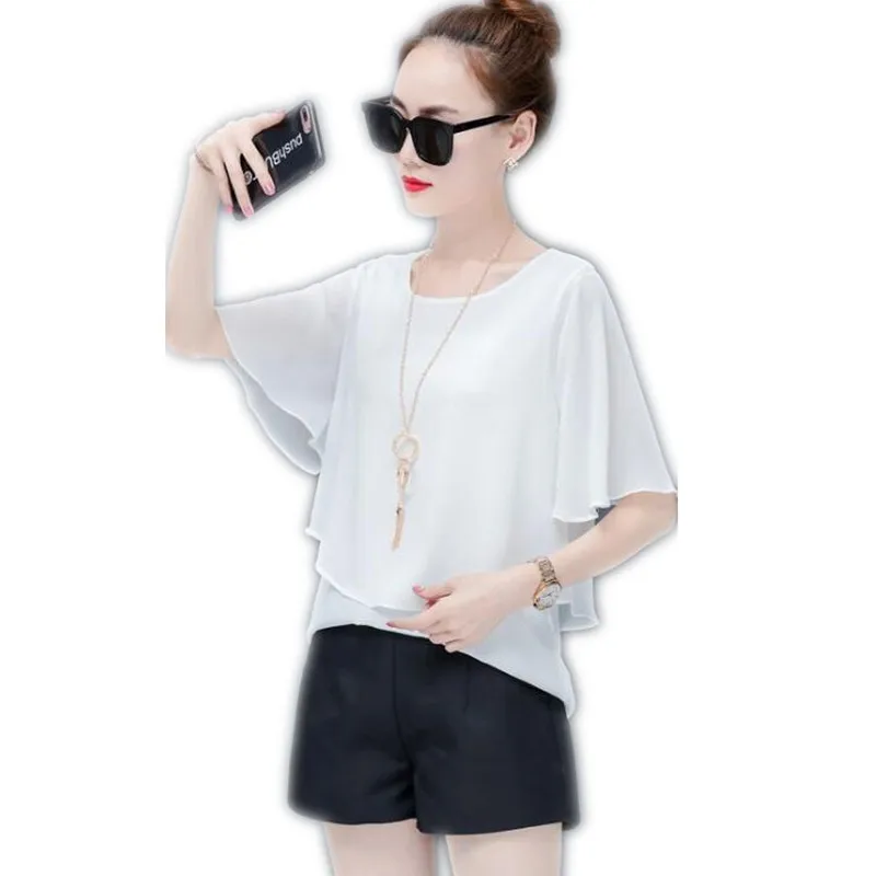 Plus Size 3XL New 2018 Summer Chiffon Blouse Women Short Sweet Flare Sleeve O-Neck Shirts Female O-Neck Casual Blouses Top Q441
Plus Size 3XL New 2018 Summer Chiffon Blouse Women Short Sweet Flare Sleeve O-Neck Shirts Female O-Neck Casual Blouses Top Q441
