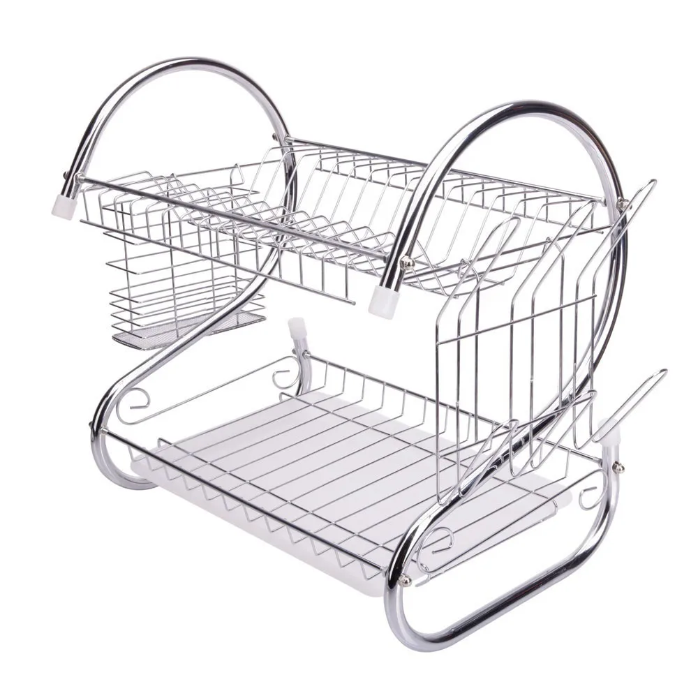Silver S-shaped Dual-layer Bowls Dishes Chopsticks Spoons Collection Shelf Dish Drainer Holder Rack
Silver S-shaped Dual-layer Bowls Dishes Chopsticks Spoons Collection Shelf Dish Drainer Holder Rack