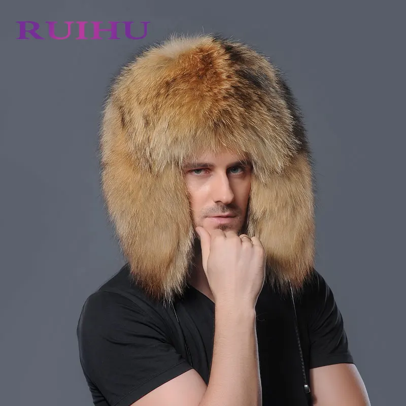 Ruihu зима Природа норки Бомбардировщик Hat мягкие мужские Ловец Охота толстый