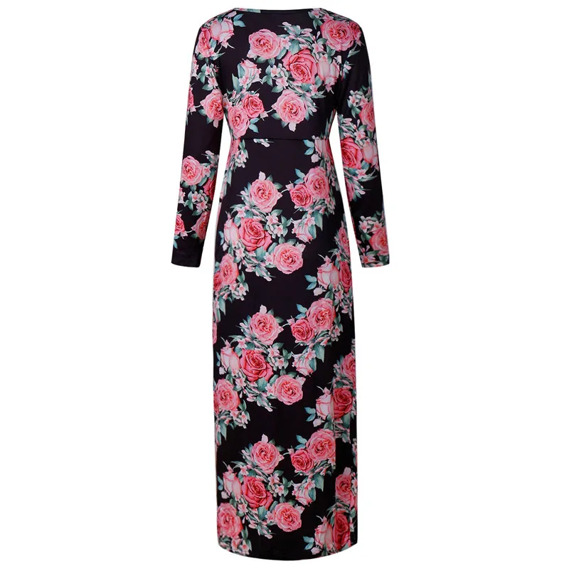 Print Long-sleeved Dresses Female 2018 Autumn-winter New Floral Rose High Waist Slim Long Dress Black Pockets O-Neck Dress CX117
Print Long-sleeved Dresses Female 2018 Autumn-winter New Floral Rose High Waist Slim Long Dress Black Pockets O-Neck Dress CX117