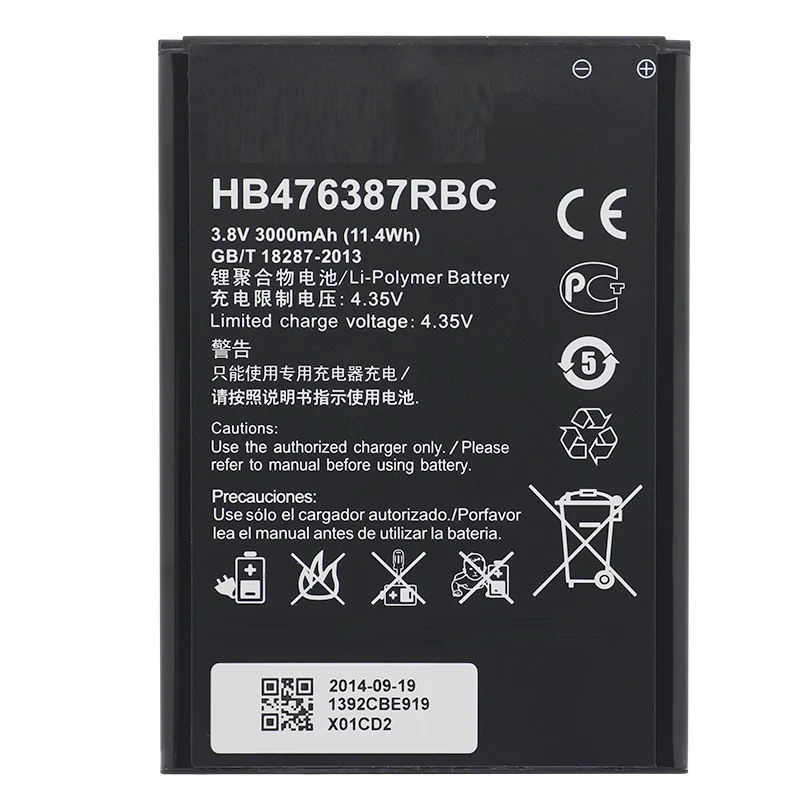 Перезаряжаемый литий-ионный аккумулятор для телефона Huawei HB476387RBC для Huawei Honor 3X G750 B199 3000 мАч
Перезаряжаемый литий-ионный аккумулятор для телефона Huawei HB476387RBC для Huawei Honor 3X G750 B199 3000 мАч