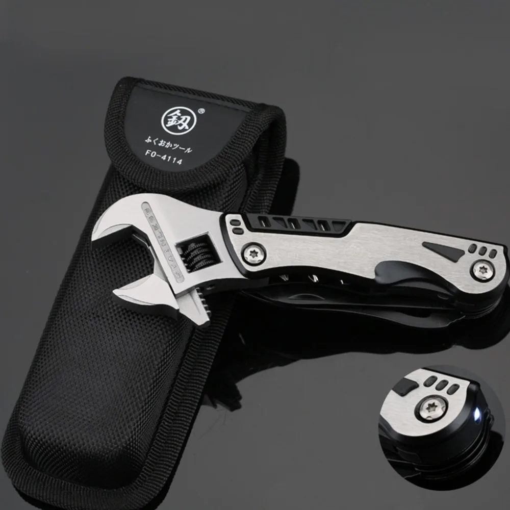 1Piece Multitool Adjustable Wrench with Folding Knife Multifunction Universal Wrench 3Pcs Screwdriver Bits LED Light Multi Tool
1Piece Multitool Adjustable Wrench with Folding Knife Multifunction Universal Wrench 3Pcs Screwdriver Bits LED Light Multi Tool