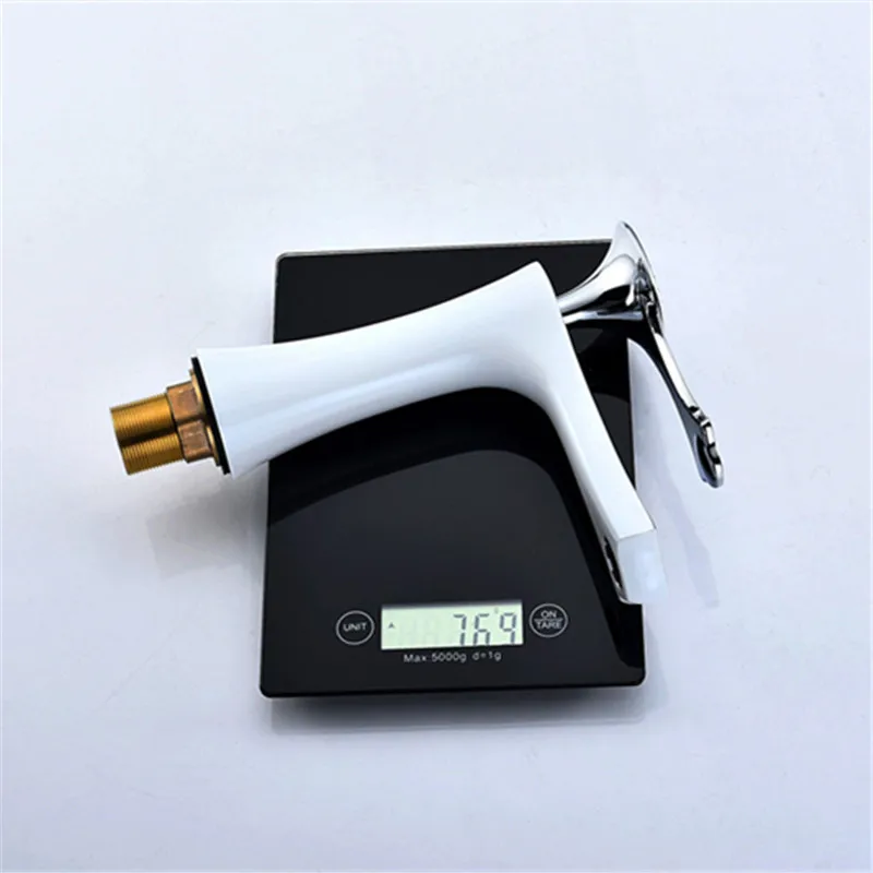 Bathroom Basin faucet Brass Sink Mixer Tap Hot and Cold Faucet Bathroom Crane Single Handle Lavatory White Baking Water Tap
