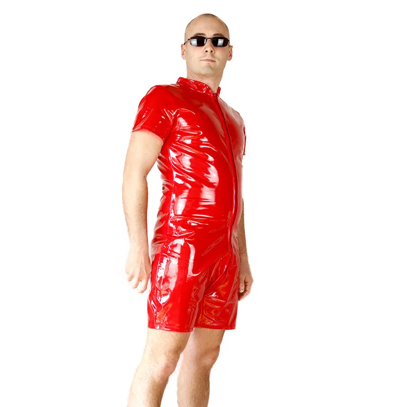 Мужской PVC кожаный Детский костюм 2021 красные черные открытые комбинезон с