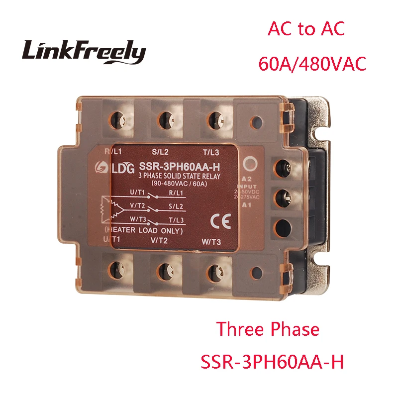 SSR 3PH60AA H LED 3 фазное твердотельное реле переменного тока 60 А выход: 90 480 В вход: 80 250