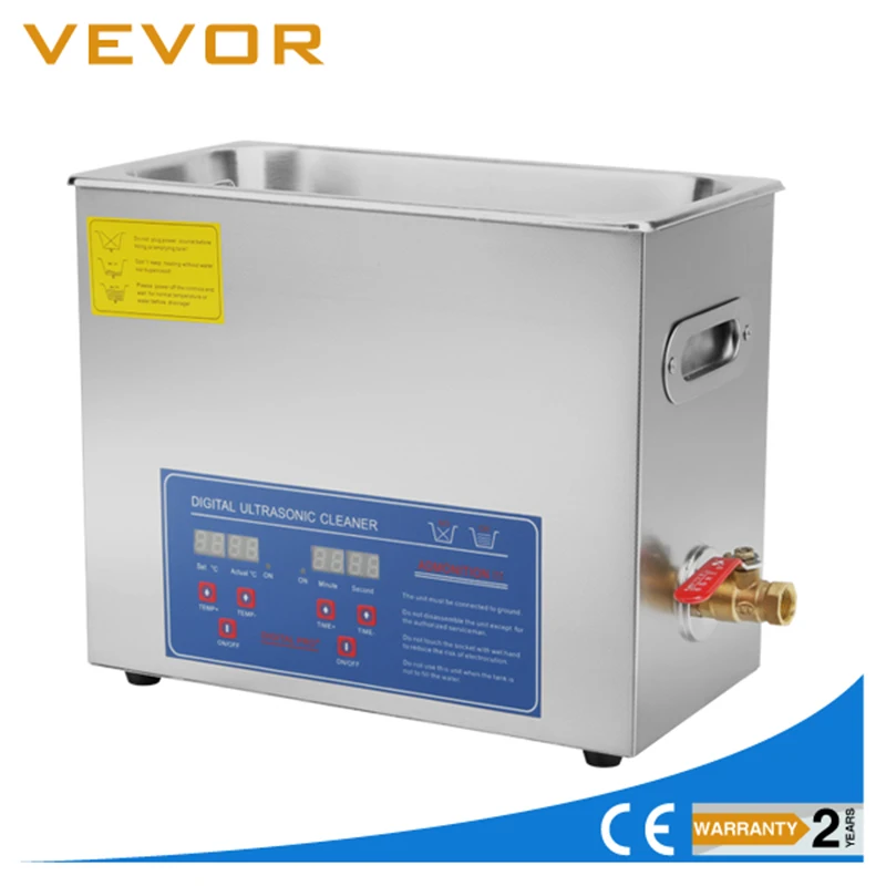 US Stock VEVOR коммерческий Ультразвуковой очиститель 6L с подогревом цифровым