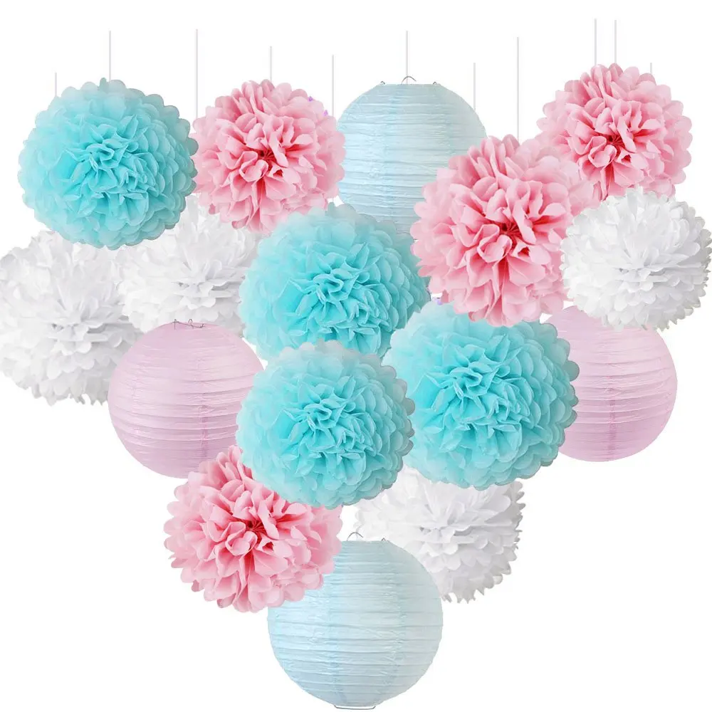 16pcs/set Baby Shower Decorations Baby White Blue Pink Tissue Paper Pom Pom Flowers Paper Lanterns for Gender Reveal Decorations
16pcs/set Baby Shower Decorations Baby White Blue Pink Tissue Paper Pom Pom Flowers Paper Lanterns for Gender Reveal Decorations