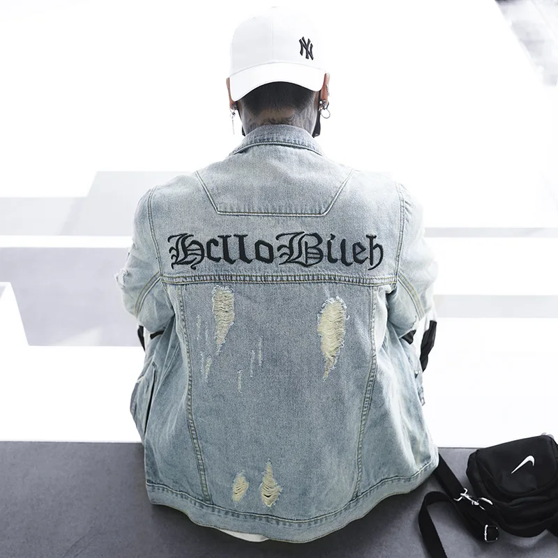 ABOORUN Hi Street Men's Denim Jacket Gothic Embroidery Ripped Slim fit Denim Jacket Male Autumn Coat Streetwear x1826
ABOORUN Hi Street Men's Denim Jacket Gothic Embroidery Ripped Slim fit Denim Jacket Male Autumn Coat Streetwear x1826