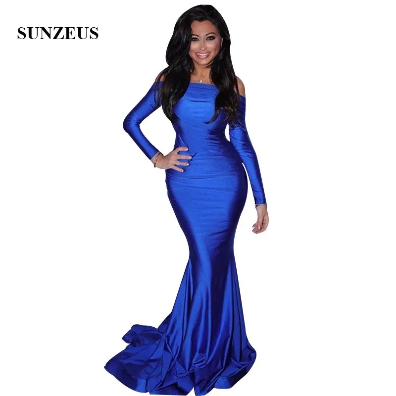 Off Shoulder Long Sleeves Royal Blue Evening Dresses Simple Elegant Long Formal Jersey Dress Women Party Gowns
Off Shoulder Long Sleeves Royal Blue Evening Dresses Simple Elegant Long Formal Jersey Dress Women Party Gowns