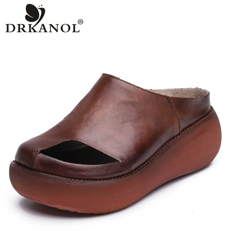 DRKANOL Summer Slippers Women Casual Shoes 2022 Retro Handmade Genuine Leather Wedge Platform Slippers Peep Toe High Heel Slides
DRKANOL Summer Slippers Women Casual Shoes 2022 Retro Handmade Genuine Leather Wedge Platform Slippers Peep Toe High Heel Slides