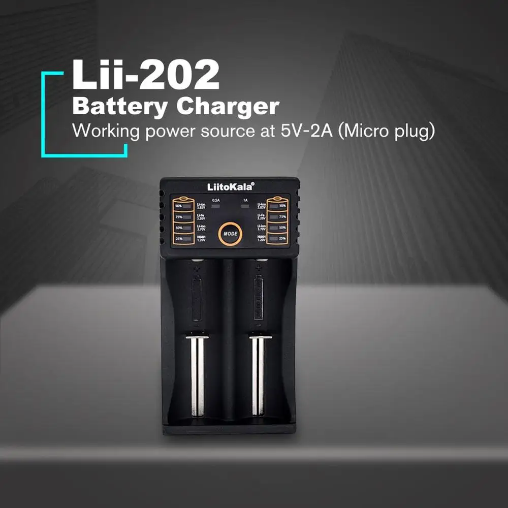 Liitokala Lii202 18650 зарядное устройство 26650 16340 14500 NiMH литий ионный аккумулятор умное