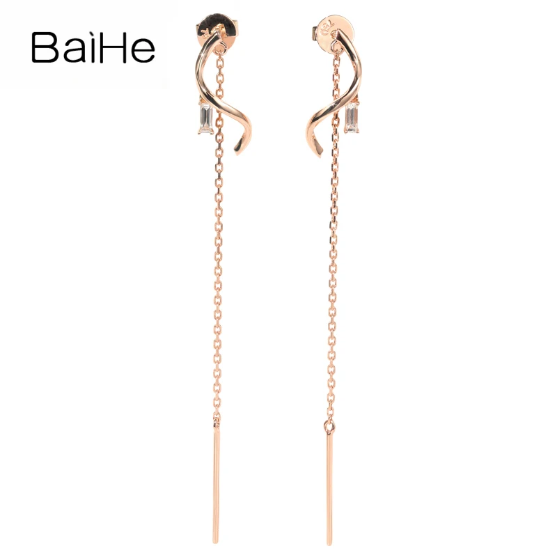 BAIHE Solid 18K Rose Gold 0.10ct H/SI Natural Diamonds Earring Engagement Trendy Fine Jewelry long Stud Earrings Women Ear Wire
BAIHE Solid 18K Rose Gold 0.10ct H/SI Natural Diamonds Earring Engagement Trendy Fine Jewelry long Stud Earrings Women Ear Wire