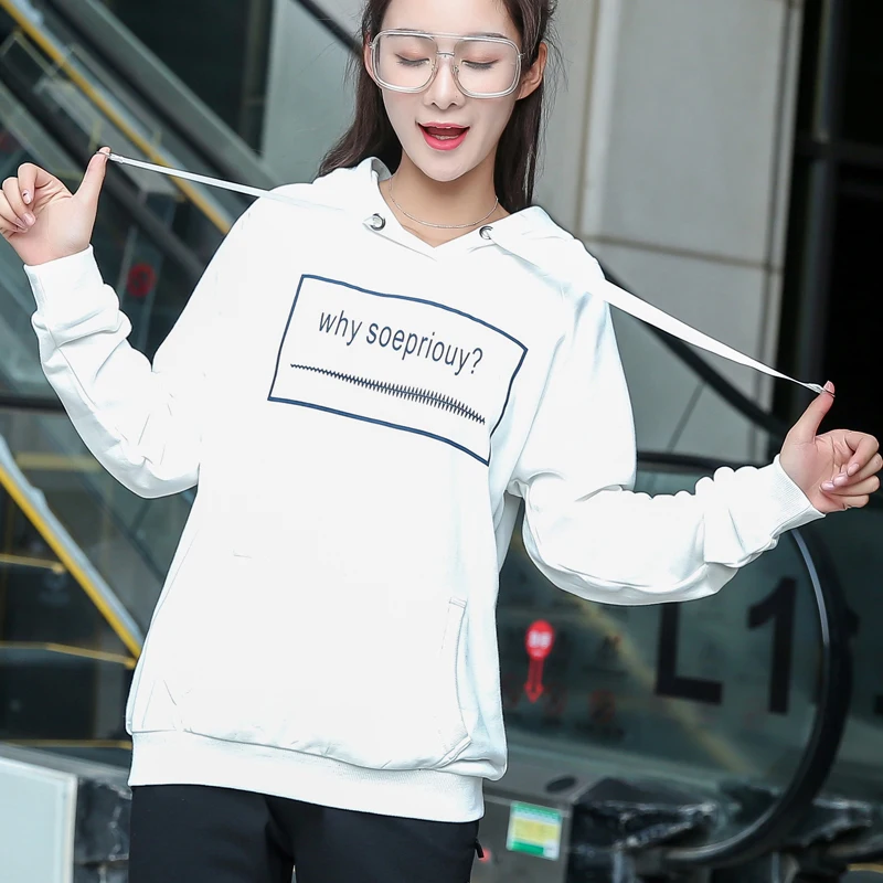 New loose solid color hooded coat women shirt long sleeve Sweatshirts black pullovers white
New loose solid color hooded coat women shirt long sleeve Sweatshirts black pullovers white