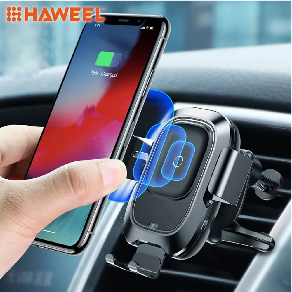 HAWEEL Smart Car Air Vent Bracket Infrared Sensing Qi Standard Wireless Charger For iPhone and Smartphones Between 4-6.5 inches
HAWEEL Smart Car Air Vent Bracket Infrared Sensing Qi Standard Wireless Charger For iPhone and Smartphones Between 4-6.5 inches