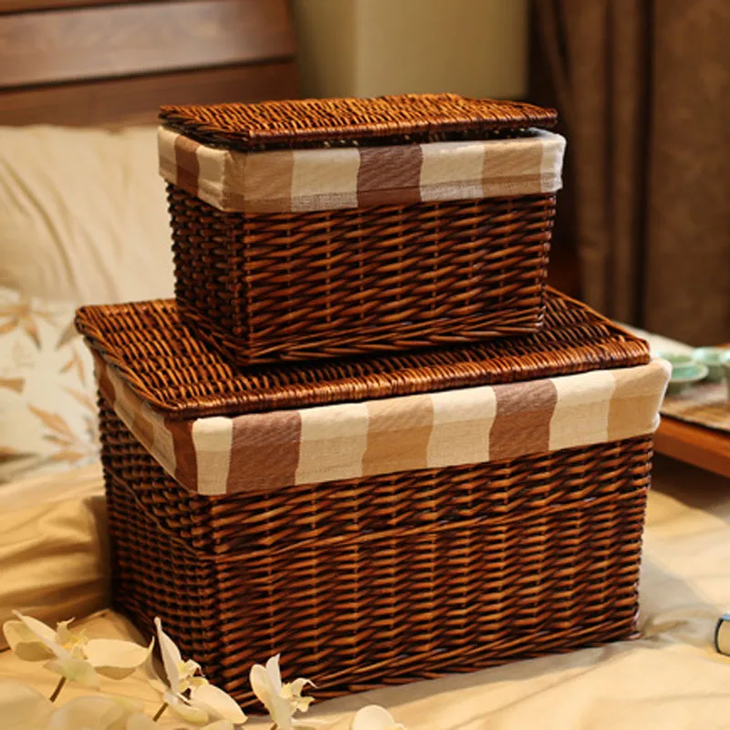 Storage Basket Handwoven Household Wicker Basket with Lid for Clothes Sundries Pastoral Home Rattan Laundry Basket with Liners
Storage Basket Handwoven Household Wicker Basket with Lid for Clothes Sundries Pastoral Home Rattan Laundry Basket with Liners