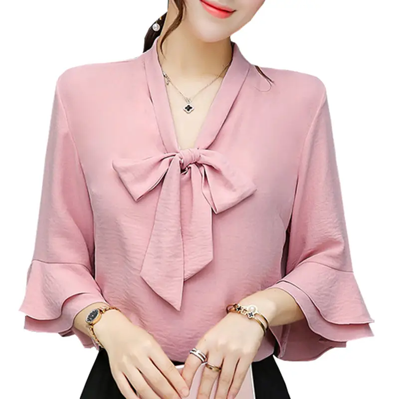Office Work Wear Women Spring Summer Style Chiffon Blouses Lady Half Flare Sleeve Shirts Bow Collar Blouses
Office Work Wear Women Spring Summer Style Chiffon Blouses Lady Half Flare Sleeve Shirts Bow Collar Blouses