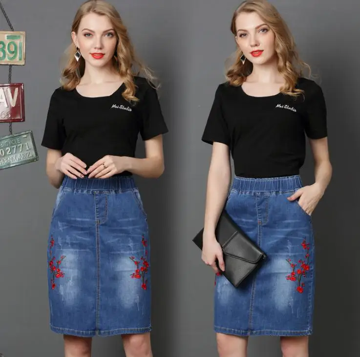 2018 spring new elastic waist embroidery denim skirt women's high waist embroidered skirt
2018 spring new elastic waist embroidery denim skirt women's high waist embroidered skirt