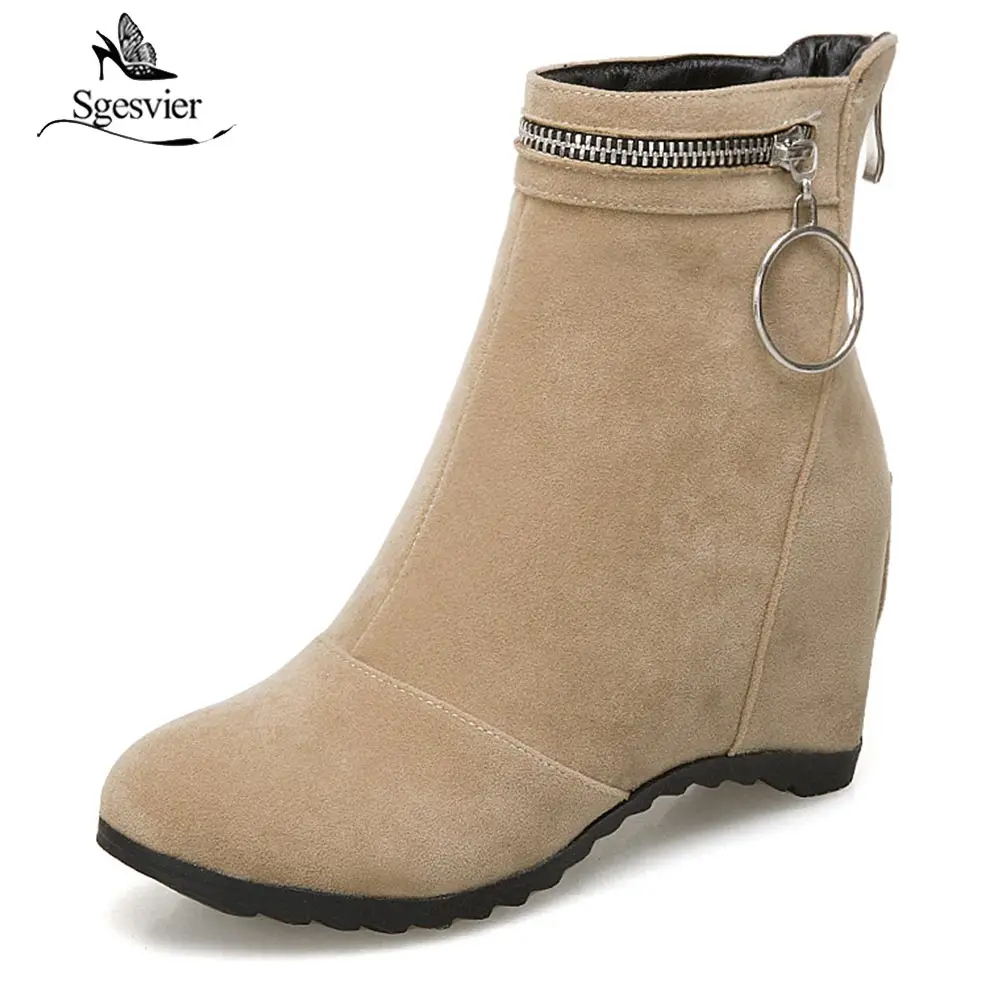 Sgesvier New Winter Wedges Boots Fashion Flock Women's High-heeled Platform Wedges Ankle Boots High Heels Shoes For Women OX738
Sgesvier New Winter Wedges Boots Fashion Flock Women's High-heeled Platform Wedges Ankle Boots High Heels Shoes For Women OX738