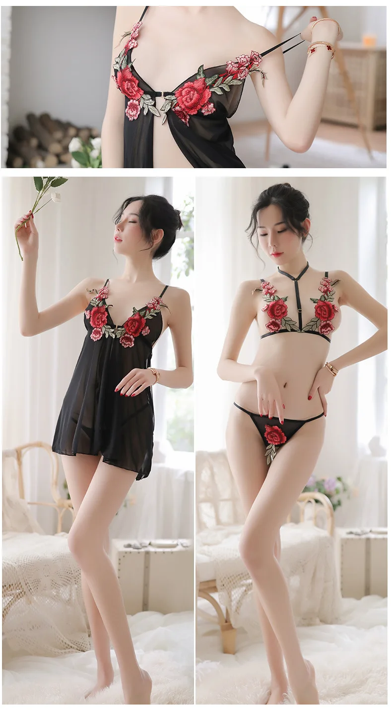 Nightlife erotic lingerie sling split nightdress embroidered bud silk screen perspective temptation sexy pajamas three-point
Nightlife erotic lingerie sling split nightdress embroidered bud silk screen perspective temptation sexy pajamas three-point