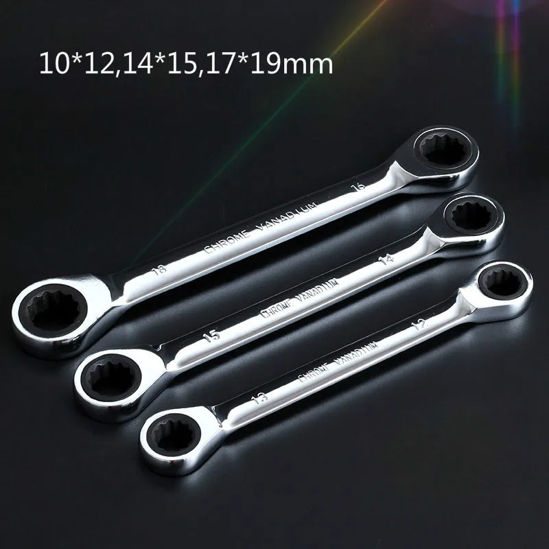 10*12,14*15,17*19mm One-way Double Headed Ratchet Wrench Set CR-V 72 Teech Universal Ratchet Spanner Hand Tools for Car
10*12,14*15,17*19mm One-way Double Headed Ratchet Wrench Set CR-V 72 Teech Universal Ratchet Spanner Hand Tools for Car