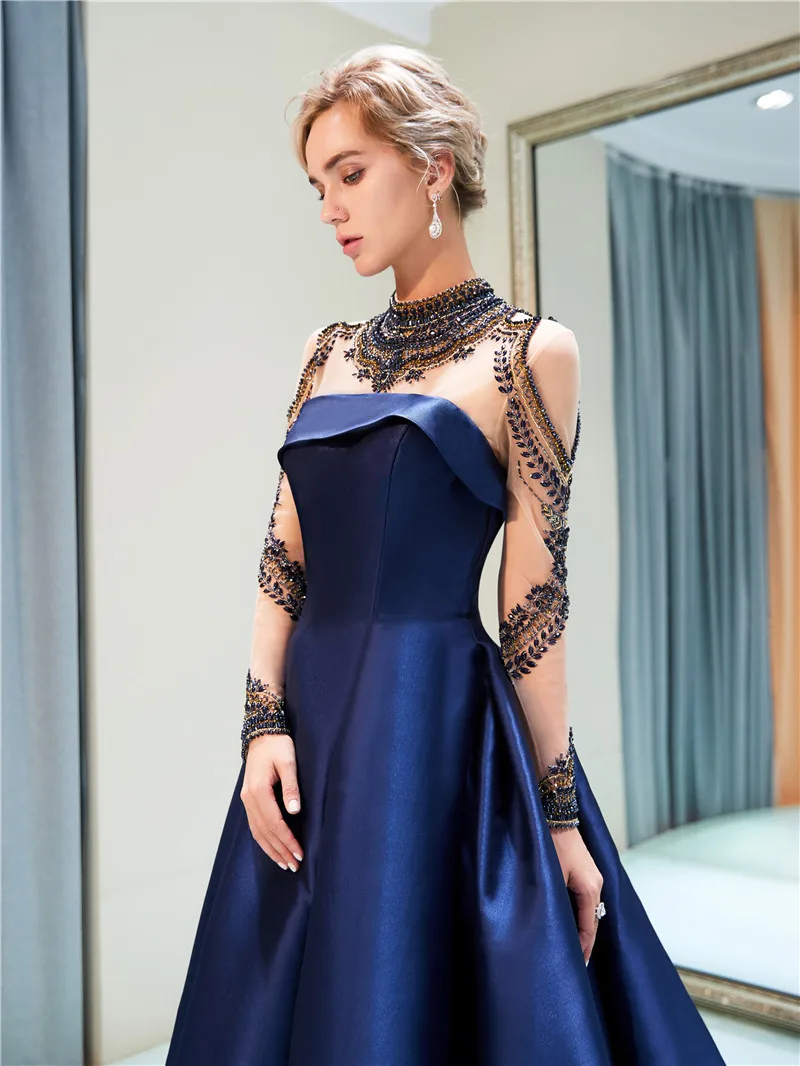 Satin O-Neck Full Sleeve with Embroidery Ball Gown Ruffle Tranparent Floor Length Party Dress Robe de soiree Vestido de noche
Satin O-Neck Full Sleeve with Embroidery Ball Gown Ruffle Tranparent Floor Length Party Dress Robe de soiree Vestido de noche