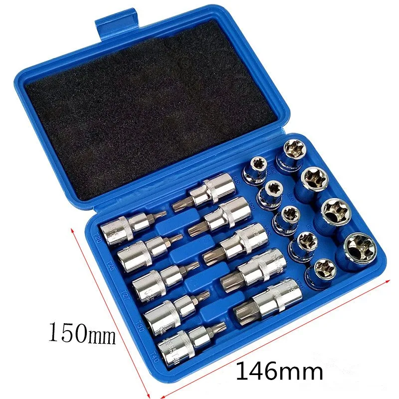 1/2" 19PC Sleeve Batch header Set of sets Household tools STAR SOCKET & BITS SOCKET SET CRV6150 bit,sand blasted
1/2" 19PC Sleeve Batch header Set of sets Household tools STAR SOCKET & BITS SOCKET SET CRV6150 bit,sand blasted