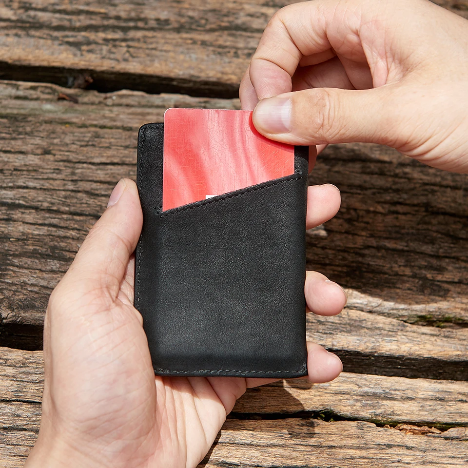 NewBring тонкий кожаный бумажник для мужчин кредитные карты и ID держатели компактный