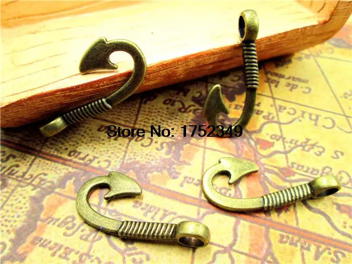 15pcs--Fish Hook Charms, Antique bronze Steampunk Fish Hook Charm Pendants 13x31mm
15pcs--Fish Hook Charms, Antique bronze Steampunk Fish Hook Charm Pendants 13x31mm
