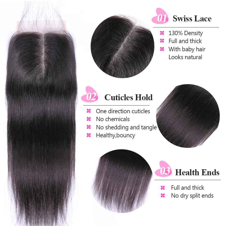 Straight Hair Bundles With Closure ISEE HAIR Remy Human Frontal Brazilian Weave Closure|bundles with closure|bundles closure straightbundles straight