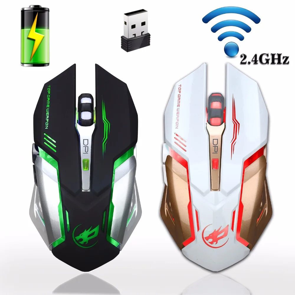Аккумуляторная Беспроводная игровая мышь 2 4 ГГц с подсветкой USB оптические