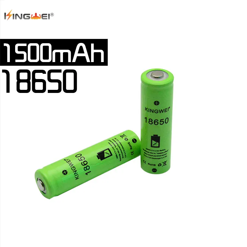 Бренд KingWei зеленый 1500mah 18650 3 7 v литий ионная остроконечная батарея