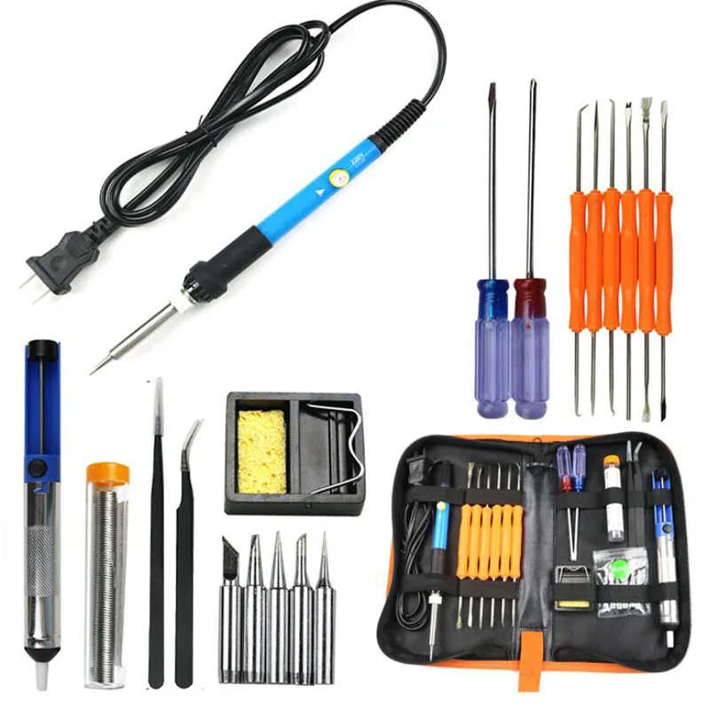 60W EU/US Multifunctional Electric Soldering Iron Kit Screwdriver Desoldering Pump Tip Wire Pliers+Tool Bag 19PCS/Set
60W EU/US Multifunctional Electric Soldering Iron Kit Screwdriver Desoldering Pump Tip Wire Pliers+Tool Bag 19PCS/Set